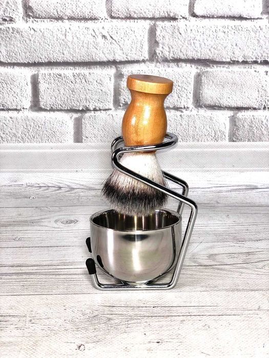 Набор Барбера (миска+ помазок+ стойка) металл и дерево