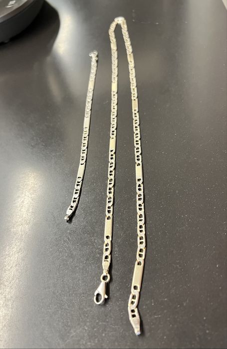 łańcuszek i bransoletka z białego złota pr 585 waga 31g