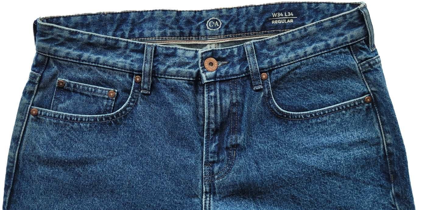 Niebieskie spodnie jeans męskie W34 L34.