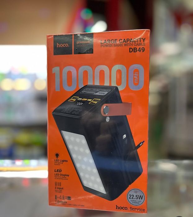Павербанк hoco 100 000mAh(22.5w)+ потужний ліхтар