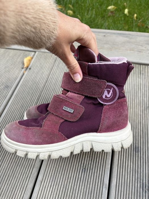 Skóra 32 kozaki śniegowce Naturino zapinane na rzep wełną skórzane