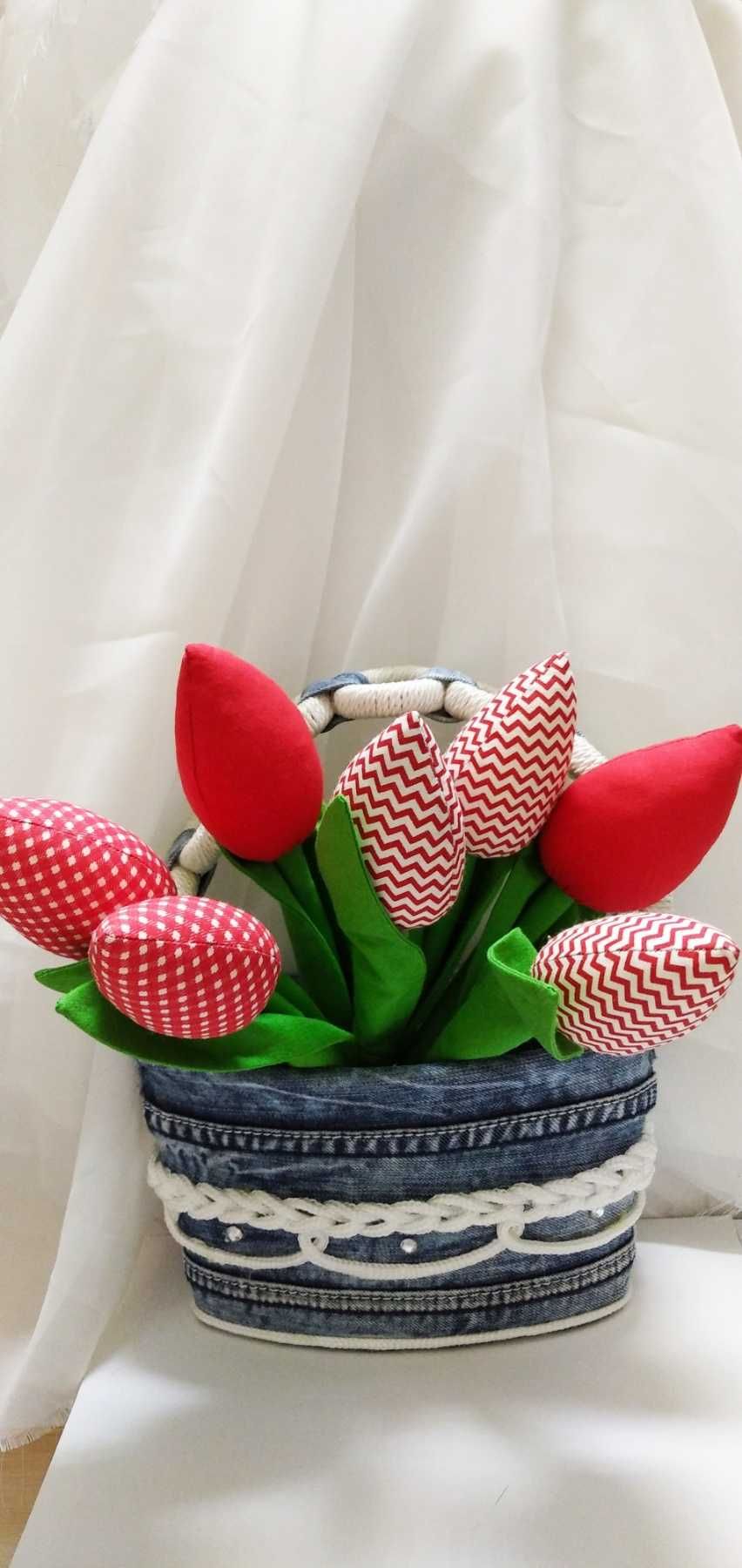 Букет цветов из тюльпанов (текстильные), ручная работа