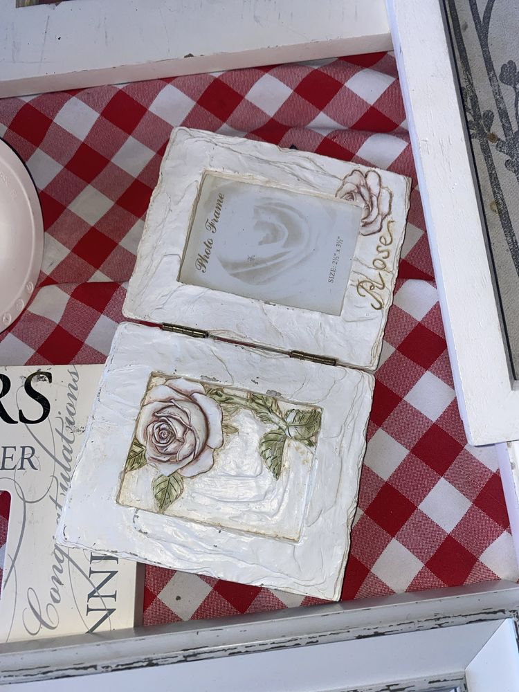 15 ramek biala oprawa drewna / ceramiczna cena za calosc