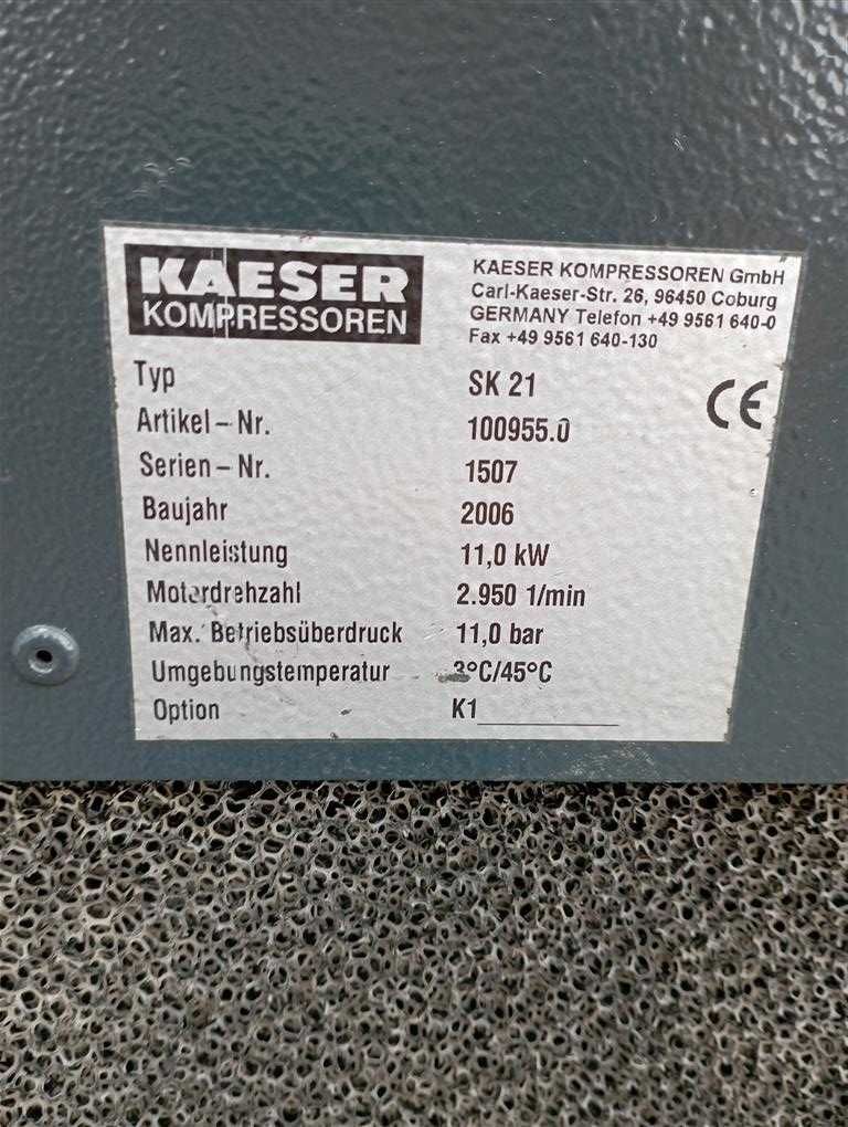 Sprężarka śrubowa kompresor KAESER SK21 11kW 1,76m³ S014194