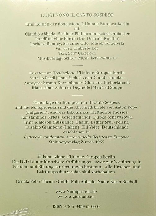 Luigi Nono - Il Canto Sospeso - DVD