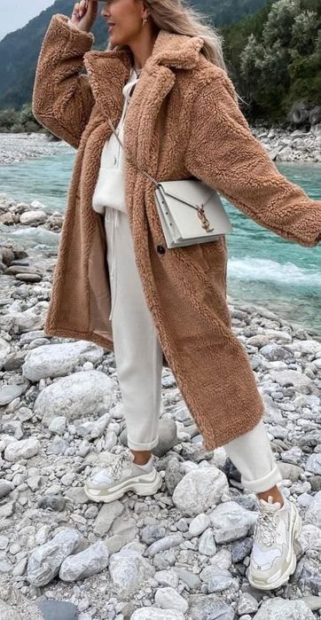 Płaszcz Teddy camel najmodniejszy teraz HIT petarda