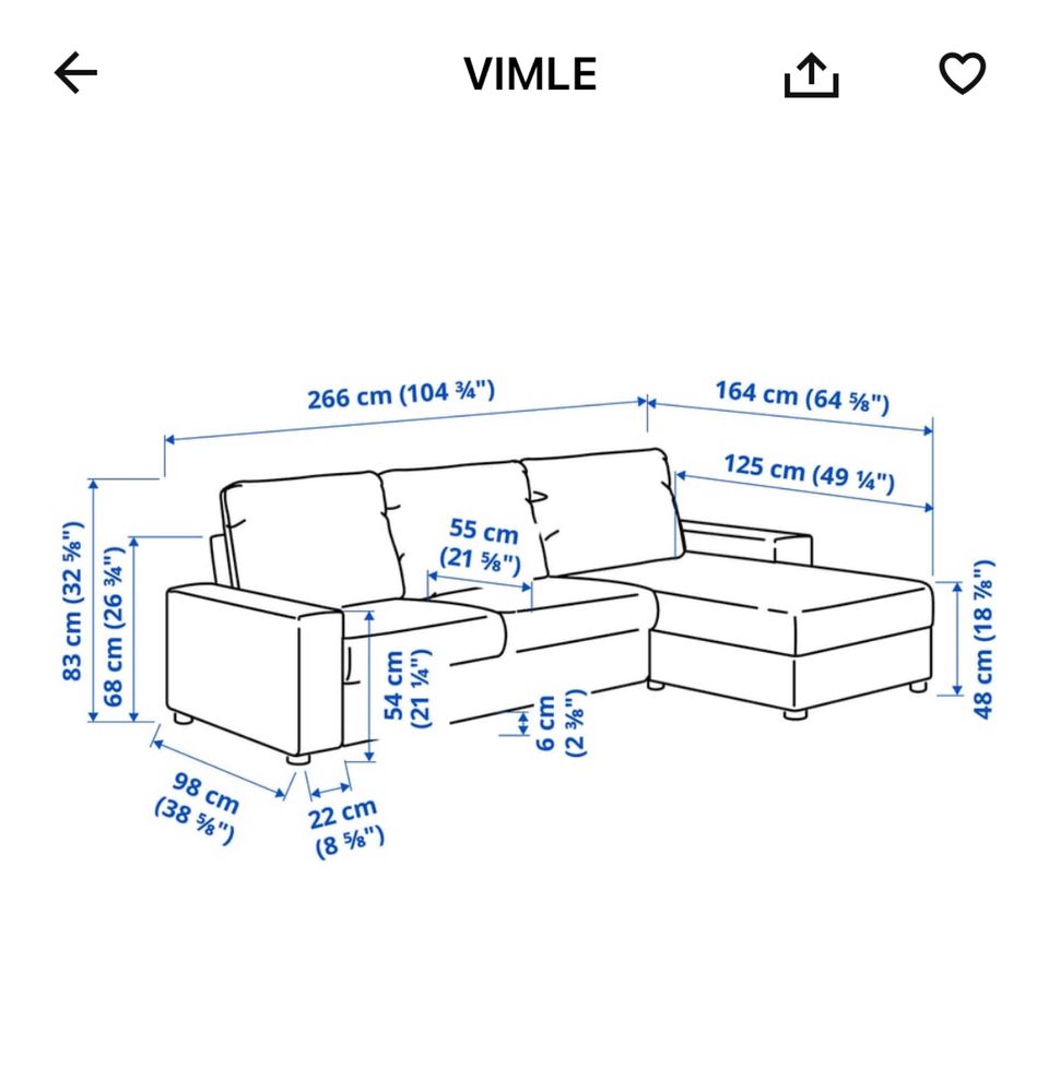 Sofa Vimle 3-osobowa z szezlongiem