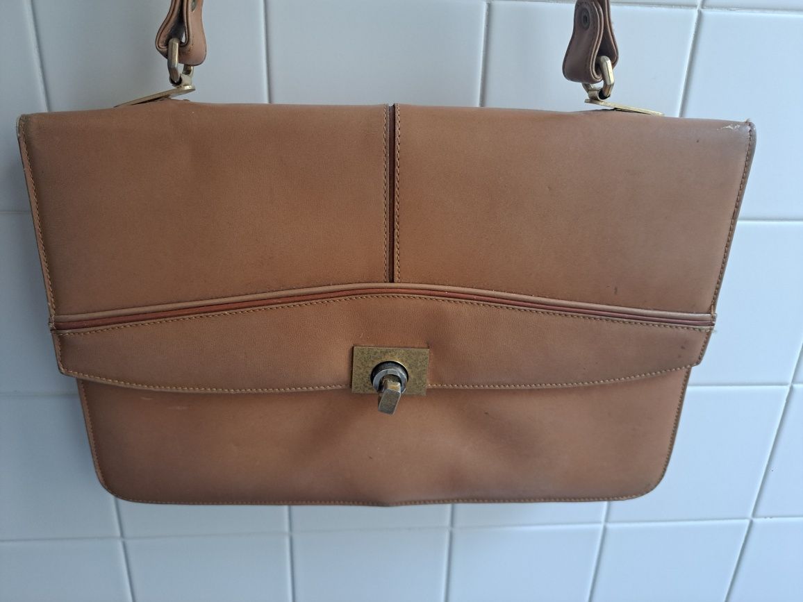 Mala pele castanha clara vintage