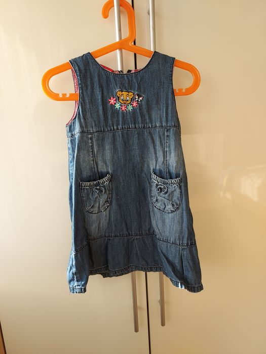 Lindex 98 sukienka stan BDB jeansowa misiu