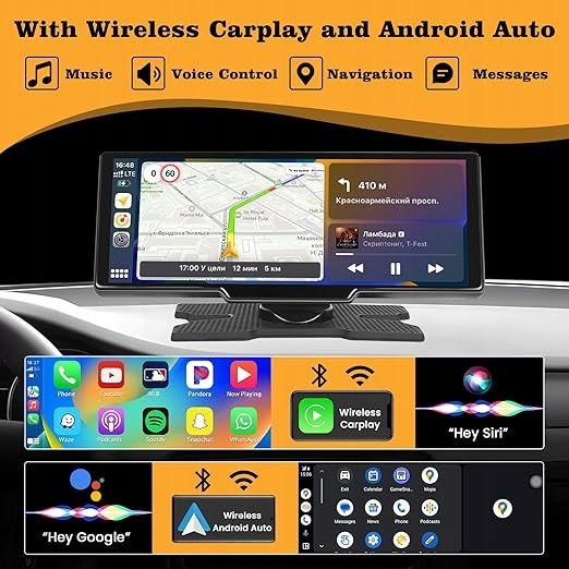 hikity wireless wyświetlacz carplay i android do motocykla 9,3" tf64