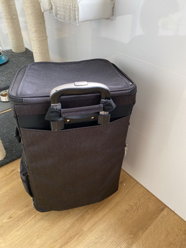 Transportadora dupla para gatos com rodas