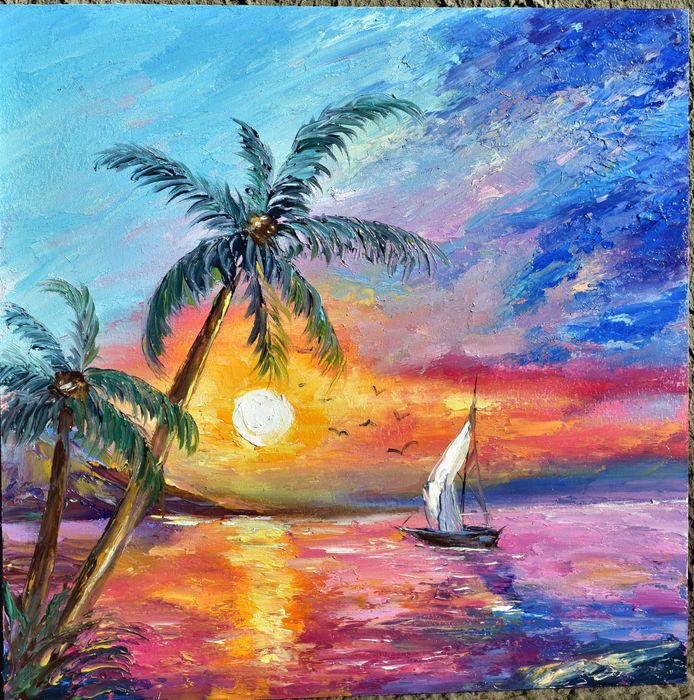 Морський пейзаж, двп, 30х30