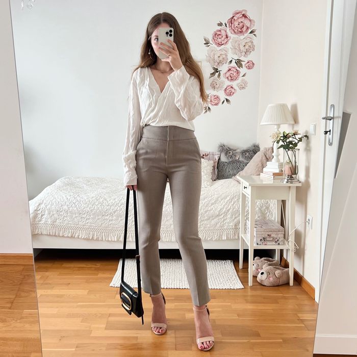 Włoskie beżowe spodnie PESERICO XS casual wygodne fabiana filippi 34