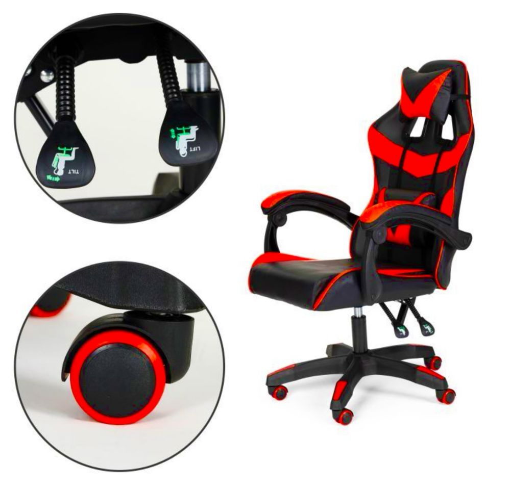 Fotel Fotelik Krzesło Krzesełko Biurowe Gamingowe Regulacją + Poduszki