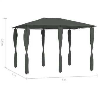 Gazebo 3x4x2,6 m com capas para postes 160 g/m² antracite