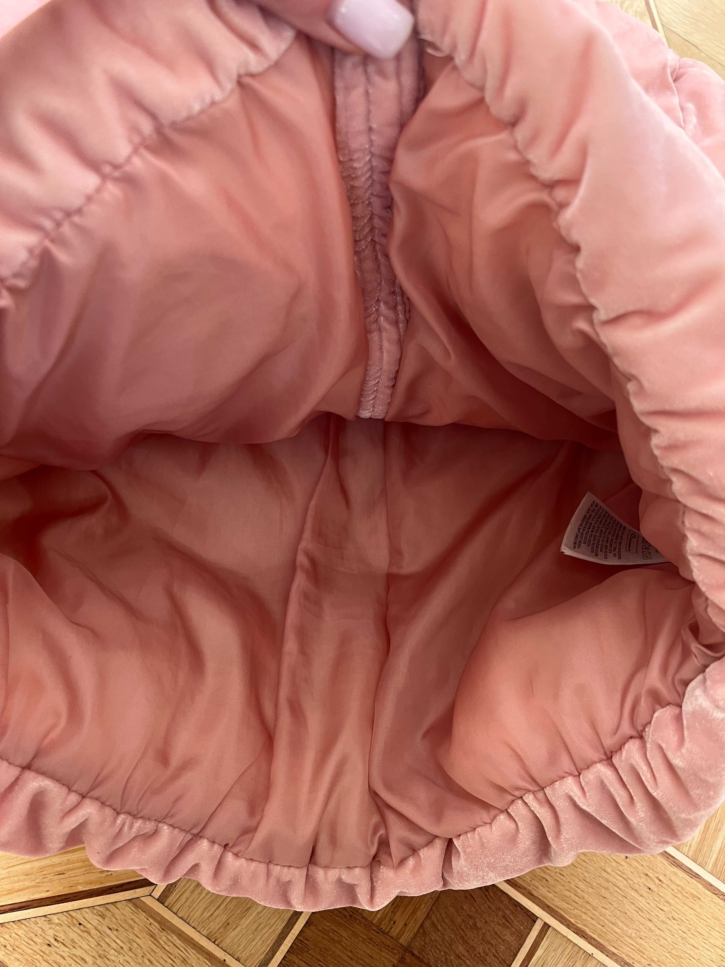 Куртка пуховик H&m для девочки 158 см, 12-13 лет бархат велюр розовая
