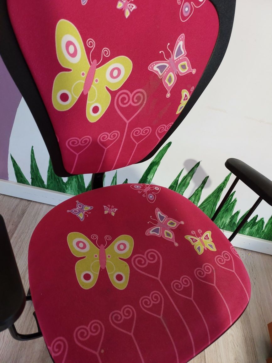 Krzesło obrotowe do biurka Butterfly fioletowe biurowy różowy