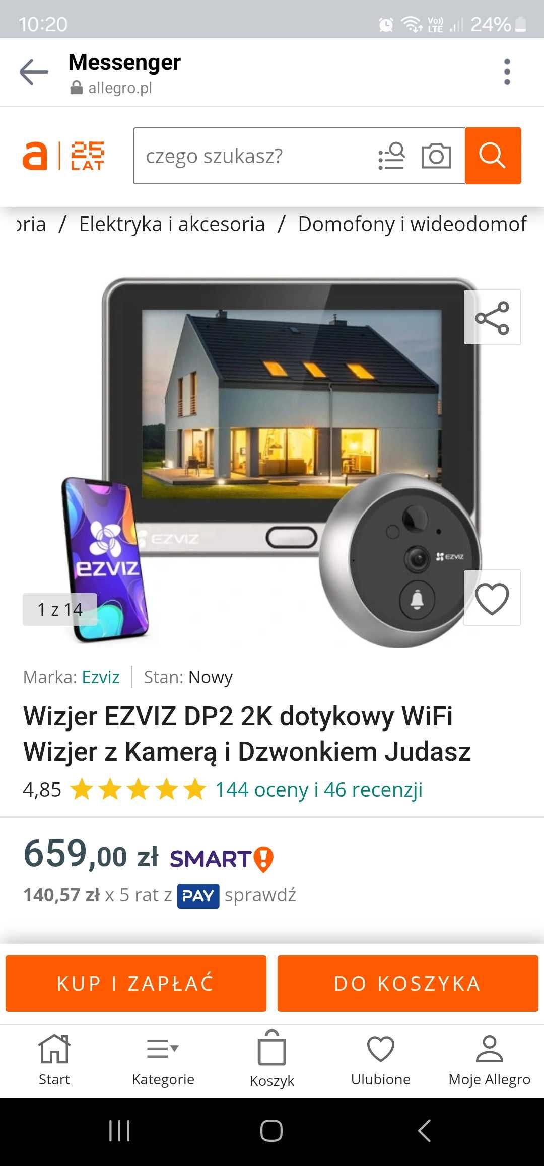 Wizjer EZVIZ DP2 2K dotykowy WiFi Wizjer z Kamerą i Dzwonkiem Judasz