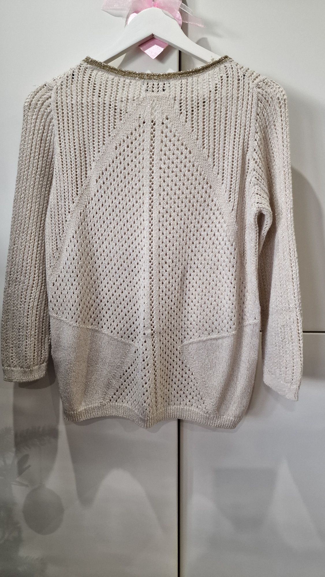 Swetr sweterek Massimo Dutti 40 38 m l ażurowy dzianina nitka złoty