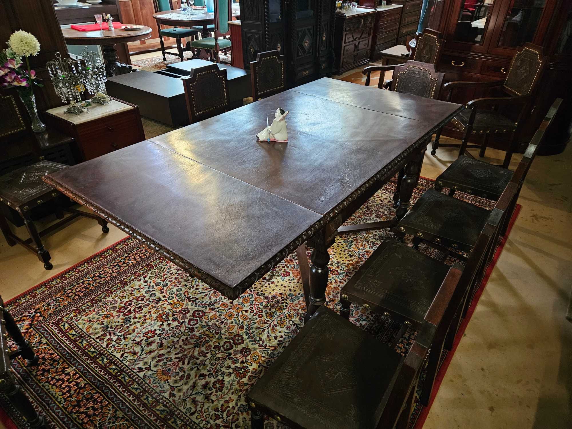 Mesa antiga em madeira maciça de estilo Holandês - Extens