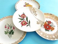 Conjunto de 4 pratos WInterling, Alemanha / anos 40 / padrão flores