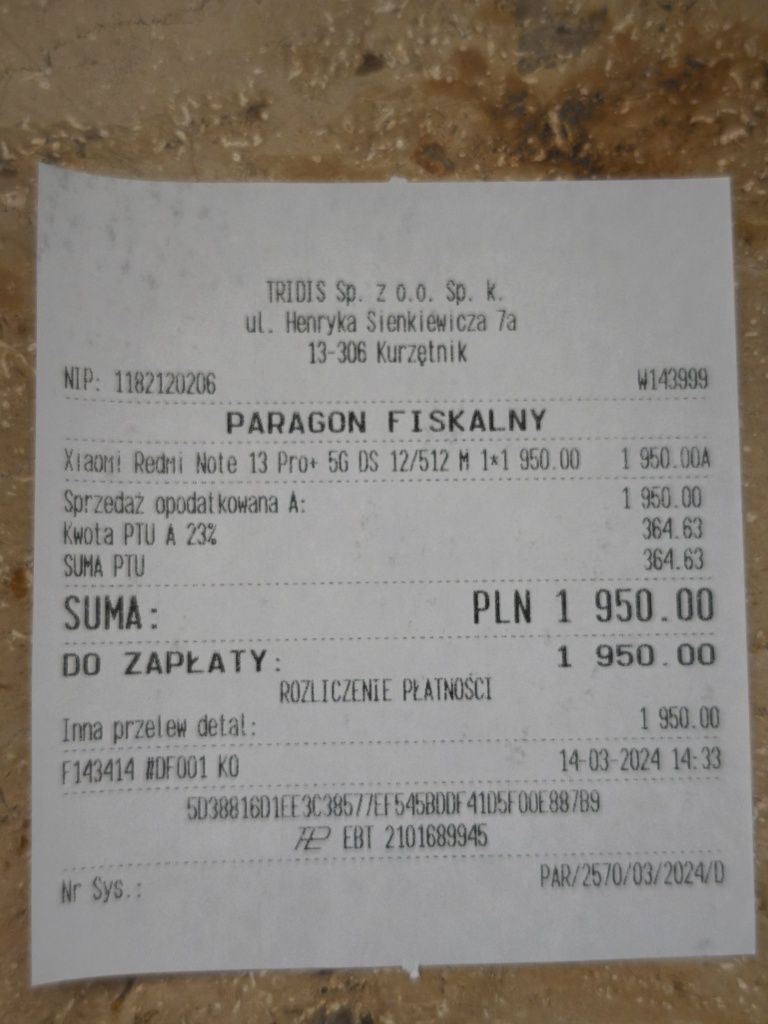 Xiaomi Redmi note 13 pro plus 5g 12/512 GB  5g + 3 Eetui w zestawie