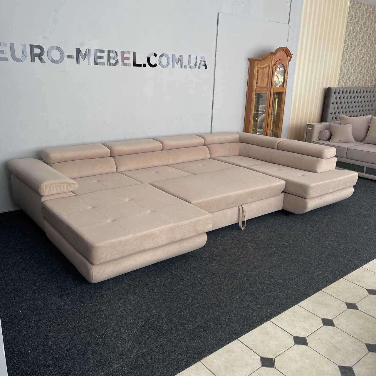 Новий розкладний диван п-подібної форми в тканині купити