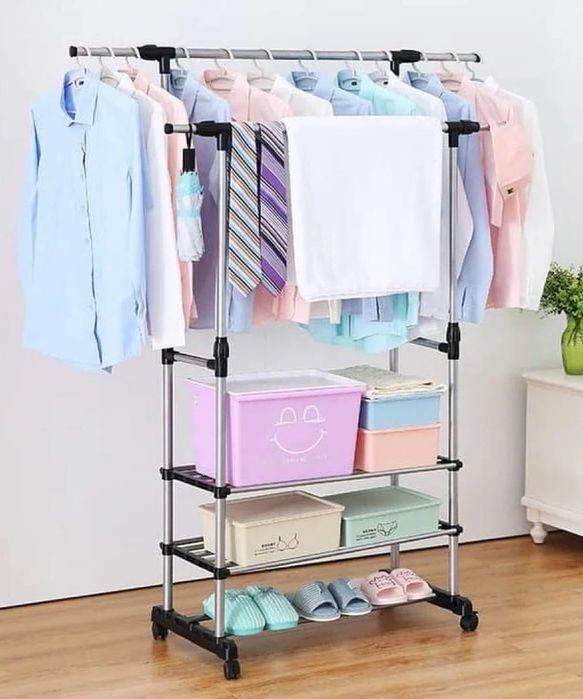 Телескопическая вешалка для одежды напольная Colgador doble ajustab