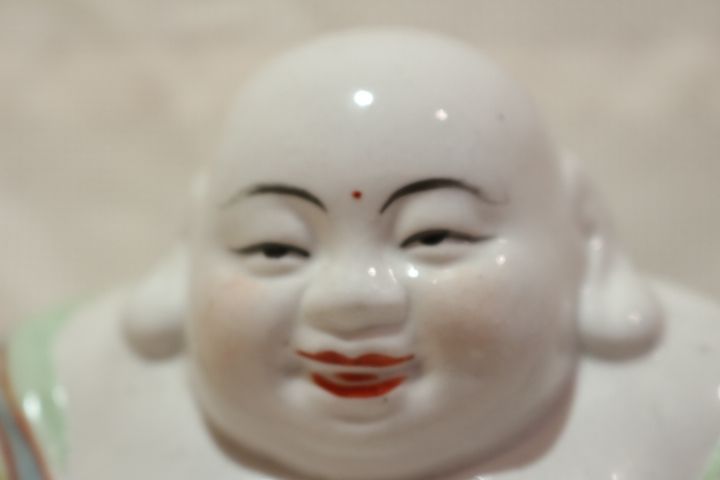 Buda Sorridente Porcelana Chinesa Família Rosa Marcado XX 13 A