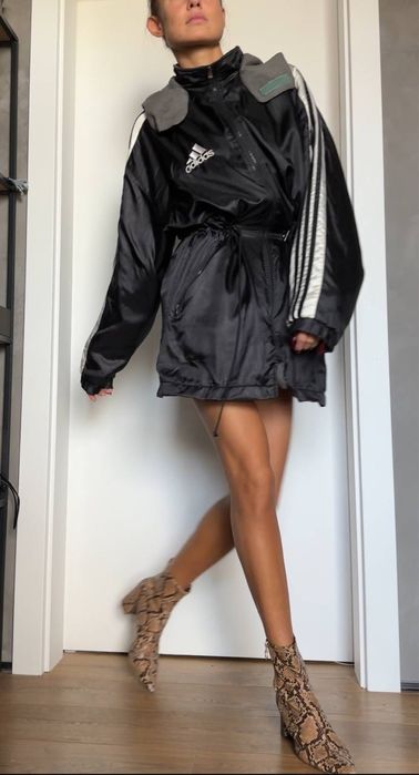 Парка вінтаж рідкісна плащ куртка капюшон довга шерпа adidas оригінал