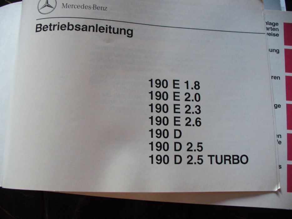 Książka instrukcja obsługi Mercedes W201 190D