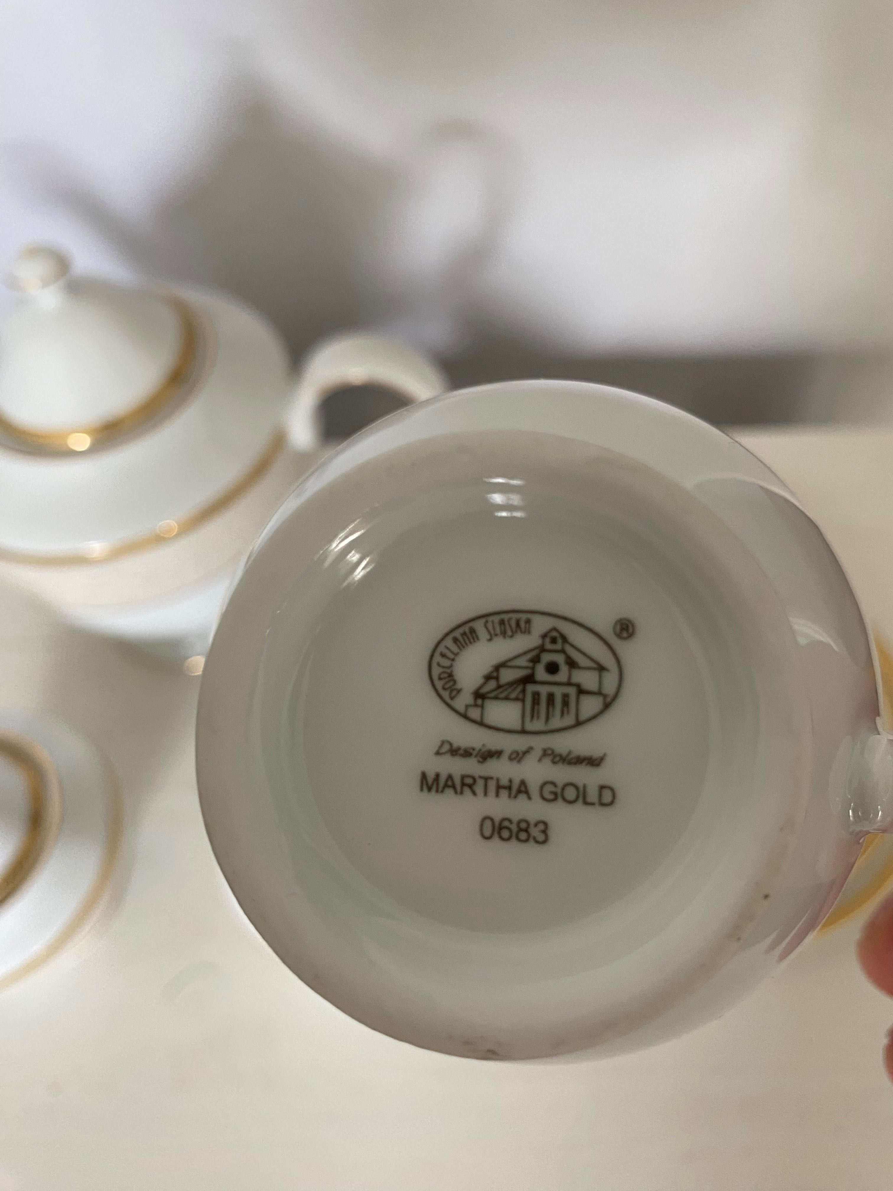 Serwis do herbaty kawy porcelana śląska martha gold 39el.