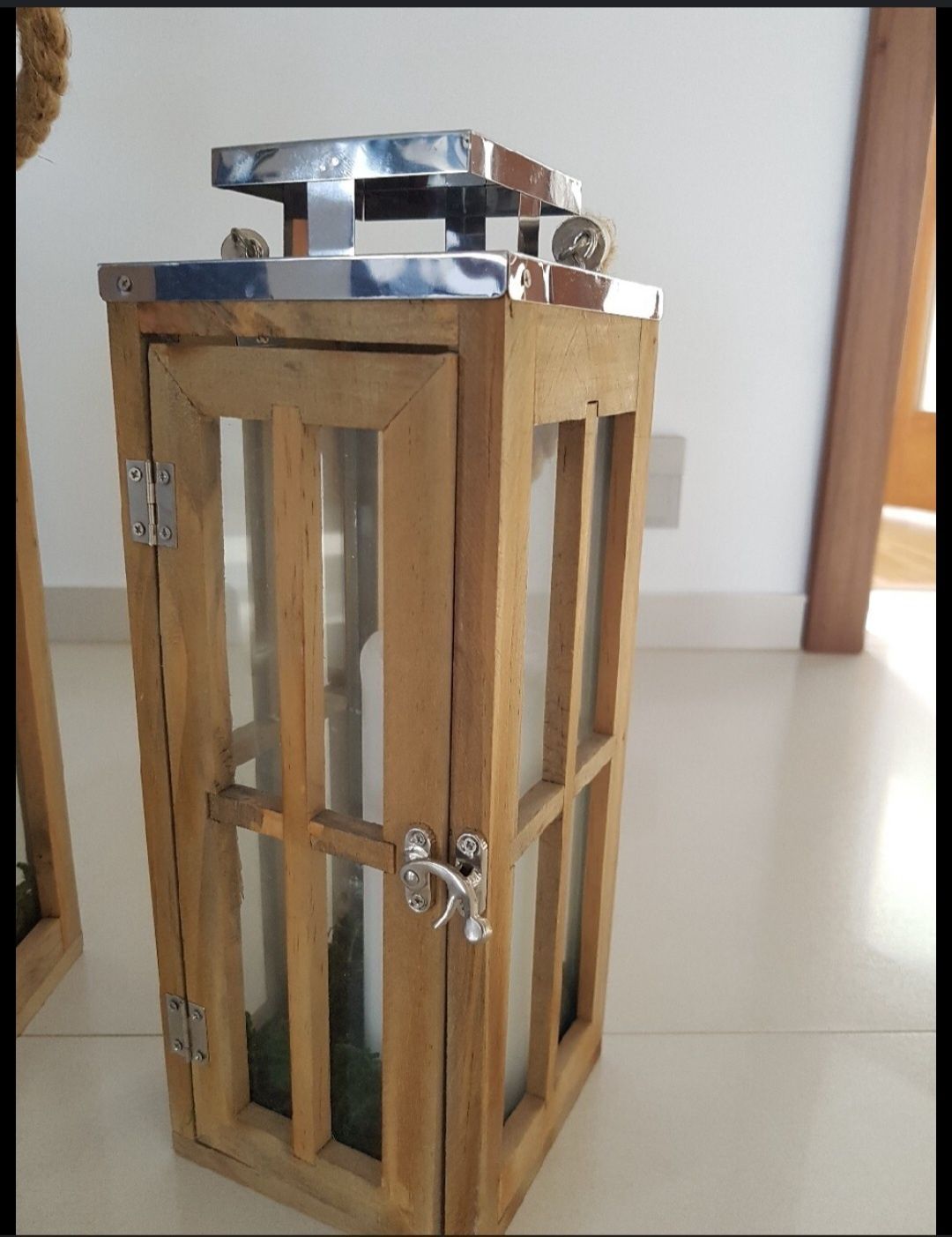 lampiony, latarnie drewno- metal 2 szt.