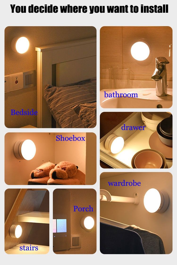 Lampa z czujnikiem ruchu LED. Lampka nocna do sypialni na USB.