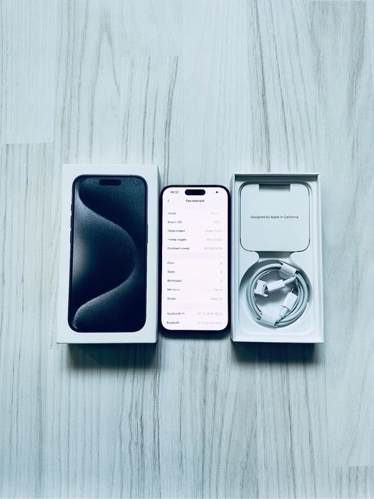 З гарантією iphone 15pro 128gb black titanium neverlock 87%фіз сім