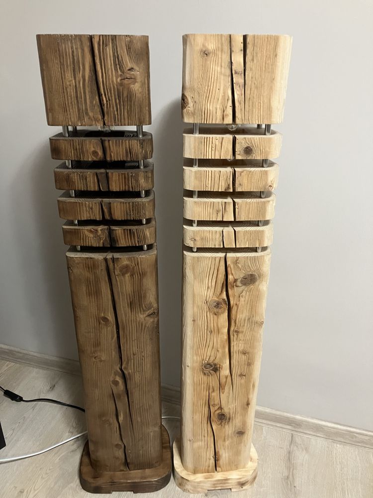 Lampa stojąca podłogowa drewniana