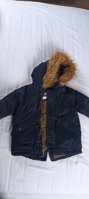 Kurtka zimowa Zara 92cm puchowa ciepła chłopięca granatowa