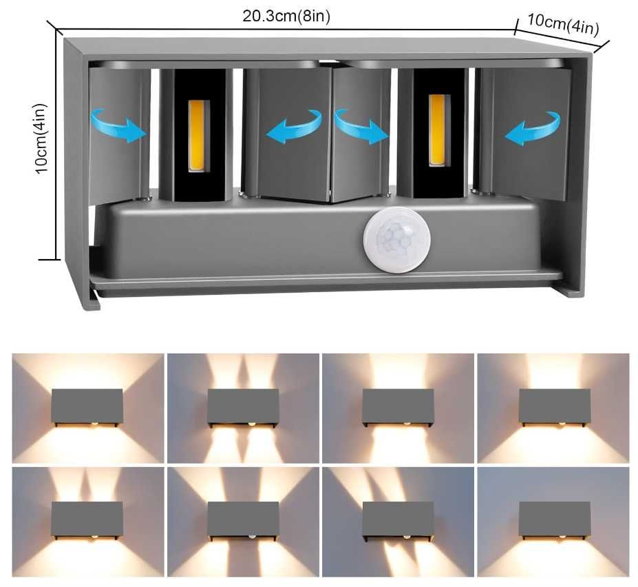 Kingwen Lampa zewnętrzna LED 20 W z czujnikiem ruchu