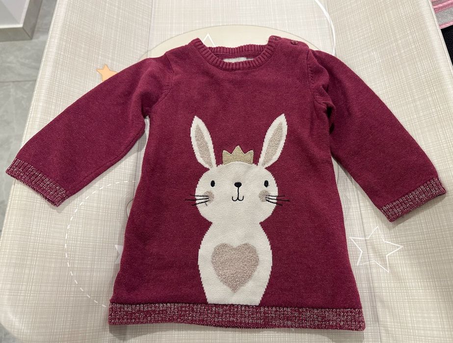 Túnica / Vestido Quentinha Coelho (9-12M)