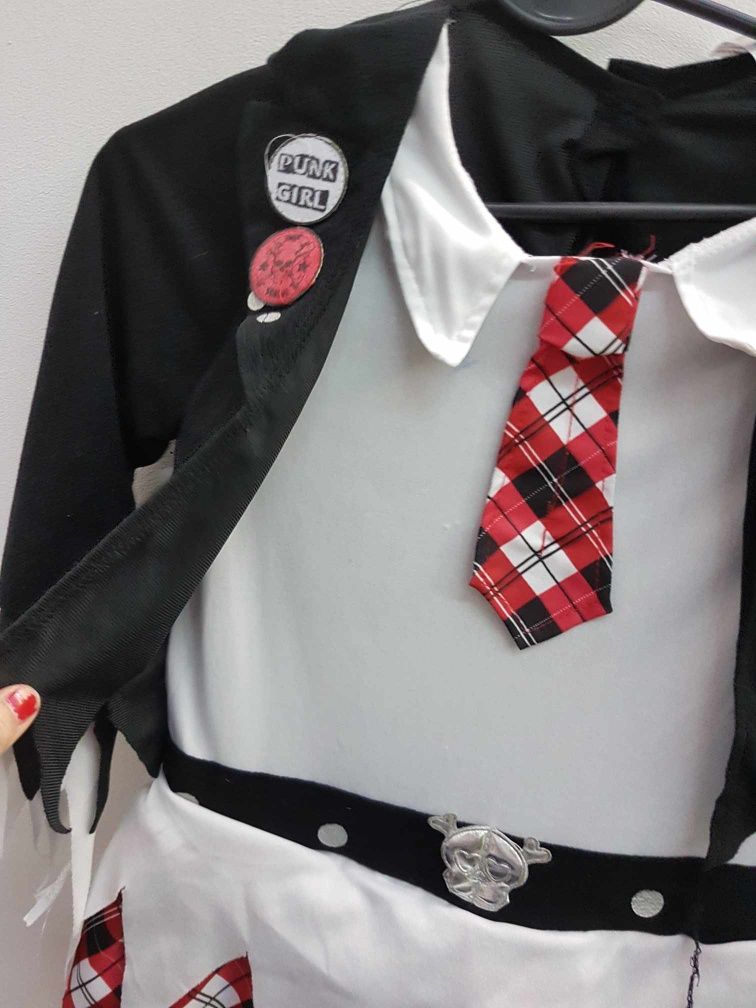 Sukienka przebranie punk girl uczennica piratka 140 146. G188