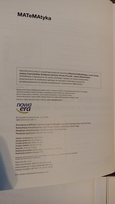 Matematyka, maturalne karty pracy 1,2,3,4, nowa era
