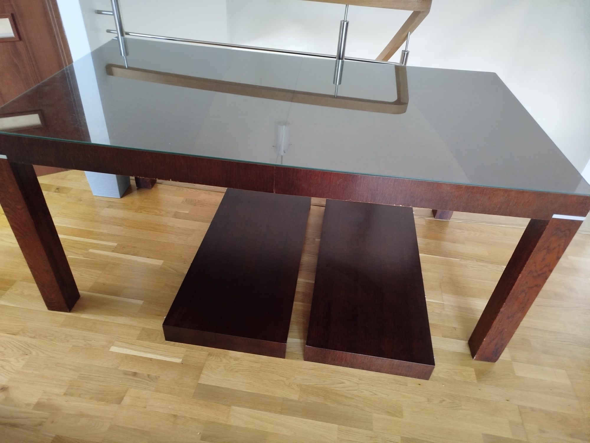 Stół drewniany ciężki solidny rozkładany , szyba gratis