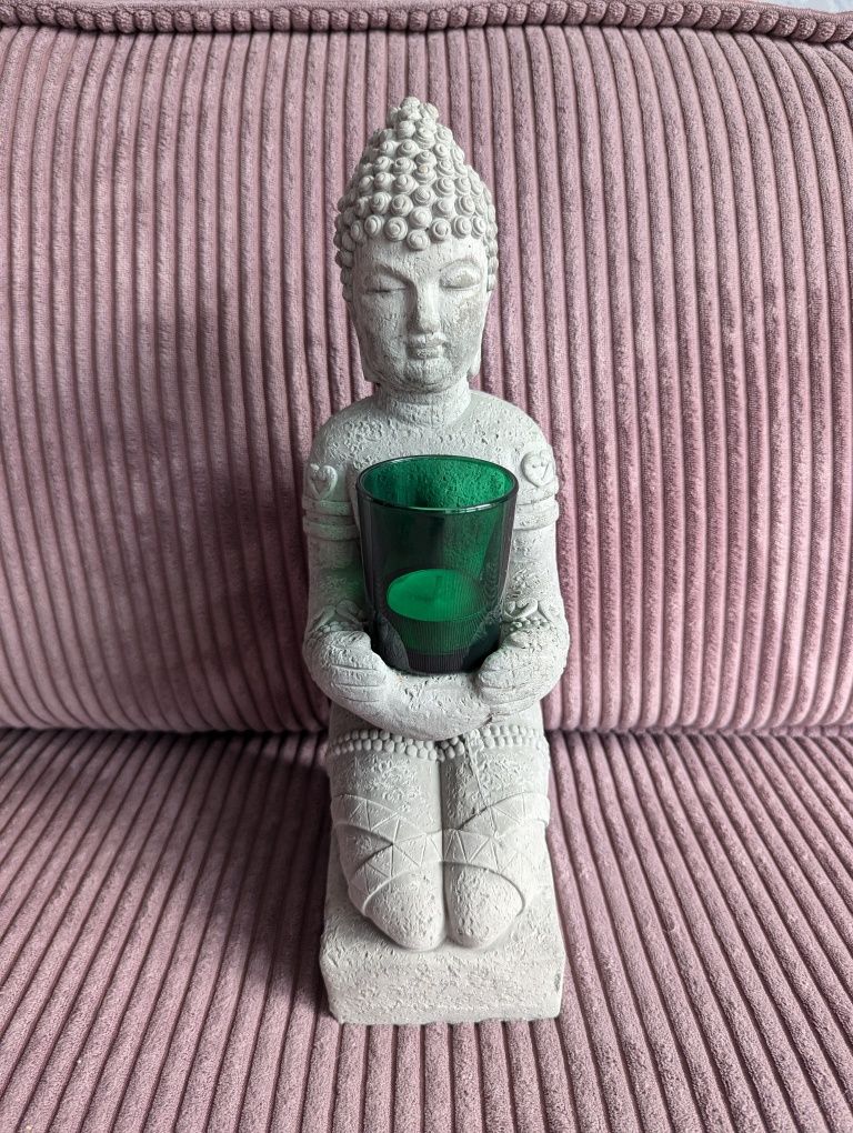 Budda figurka beton świeczka świecznik boho