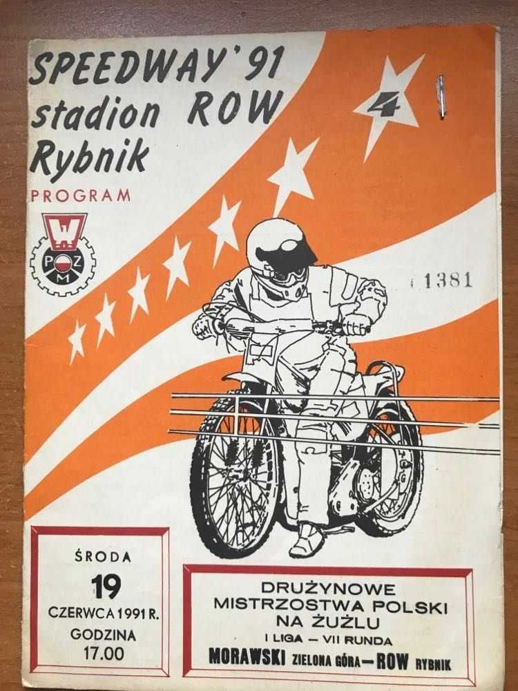 Program żużlowy DMP Row Rybnik - Morawski Zielona Góra [1991r.]