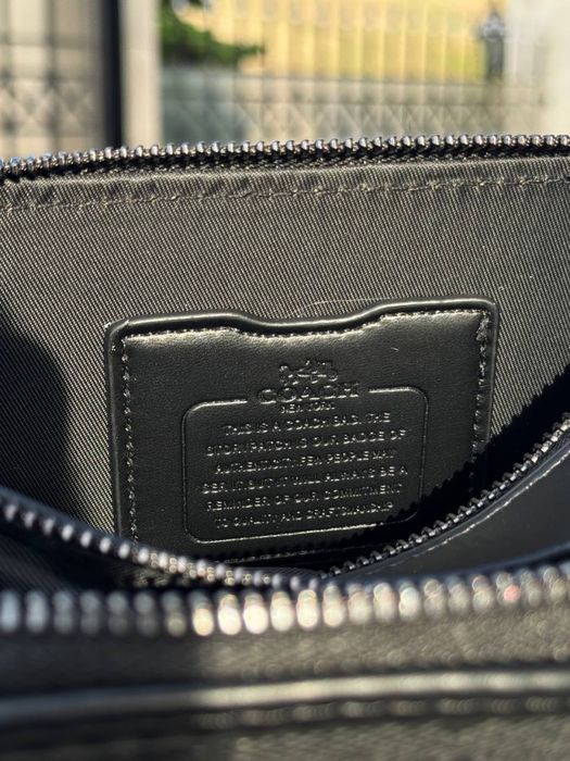 Сумка Coach мужская барсетка Коач черная кожная месенджер Коуч барсетк