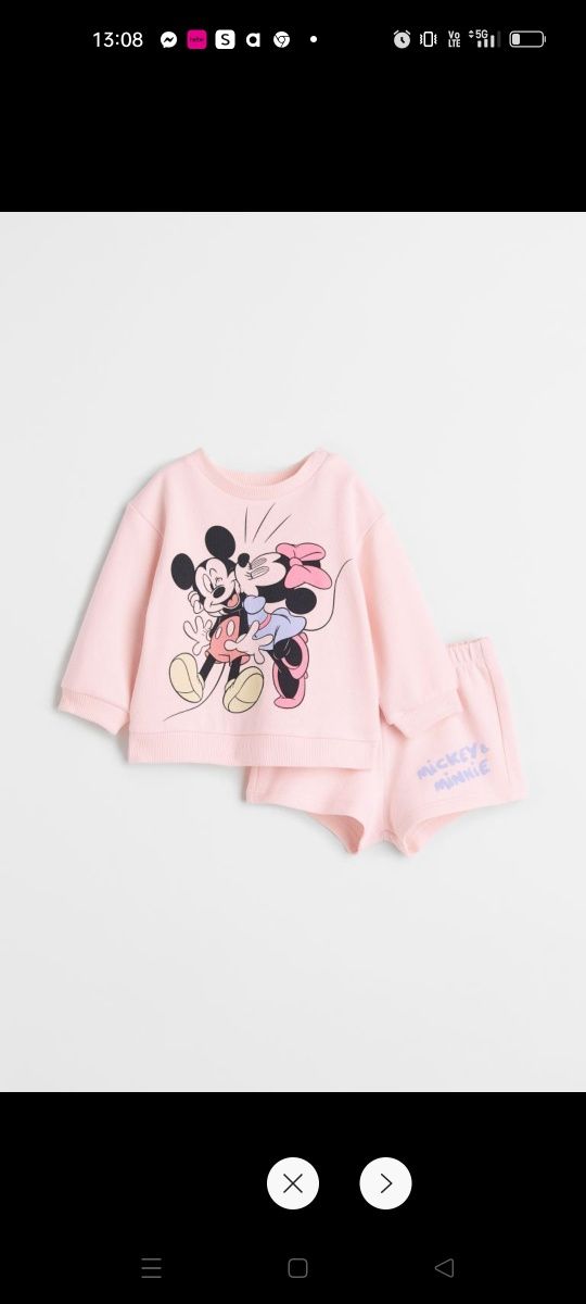 Nowy komplet bluza i szorty H&M 68 Myszka Miki