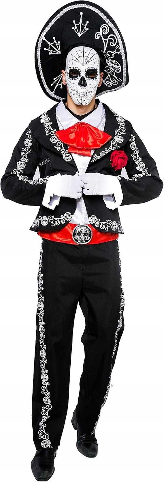 Strój MARIACHI szkielet kościotrup kości LOS MUERTOS HALLOWEEN L K521