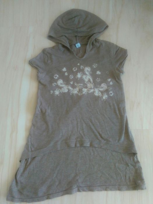 Asymetryczna tunika ZARA. Rozmiar 140.Beżowo/brązowa.