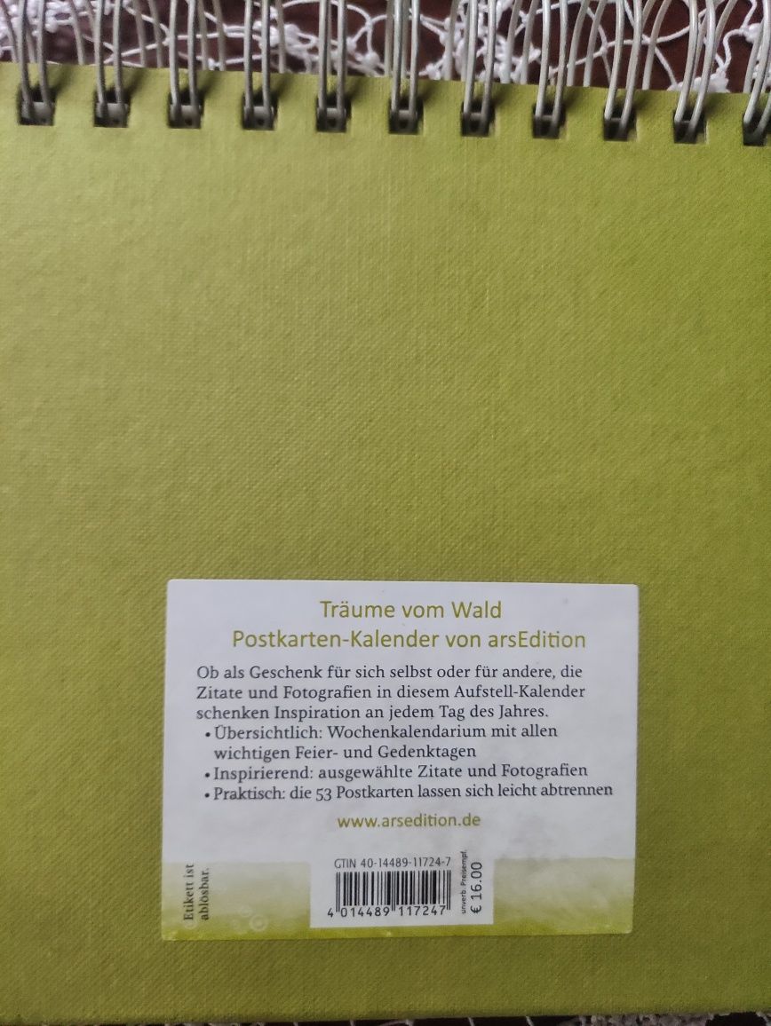 Kalendarz, gotowe pocztówki do wykorzystania po niemiecku