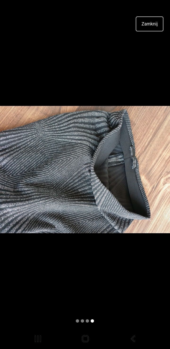 Zara spódnica midi srebrna nitka czarna geometryczne wzory xs 32 34